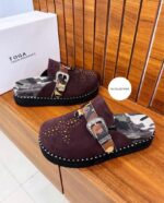 Toga Archives Studded Suede Mules with Camo Strap | Beeval