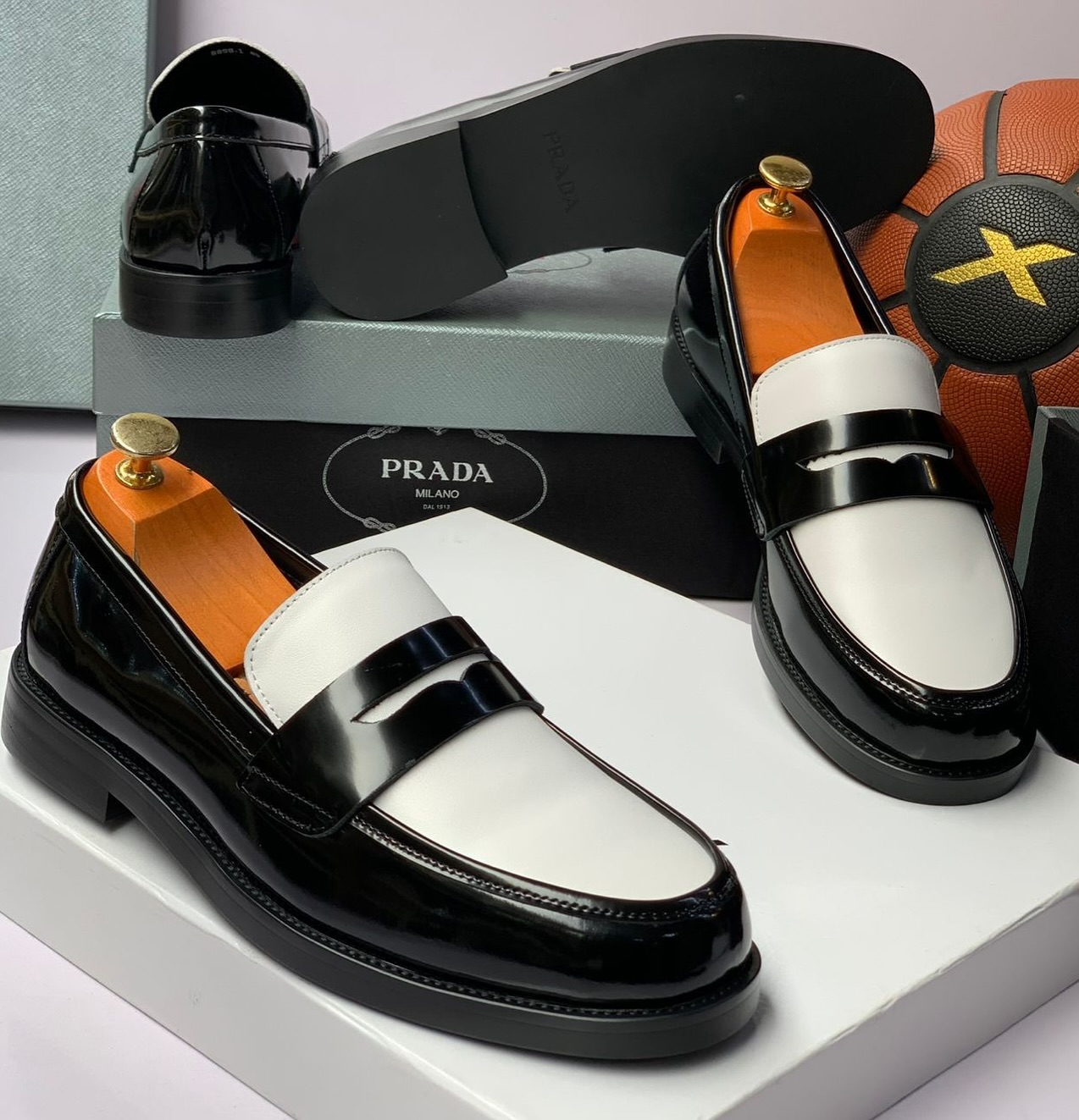 Prada Two-Tone Brushed Leather Loafers | Beeval Prada Two-Tone Brushed Leather Loafers | Beeval