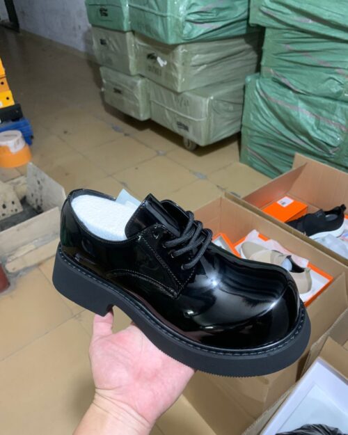 Oxford Burgundy Patent Leather Chunky Derby Shoes | Platform Oxfords | Beeval Nigeria