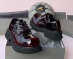Oxford Burgundy Patent Leather Chunky Derby Shoes | Platform Oxfords | Beeval Nigeria