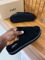 Zara Style Black Suede Slides