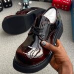 Oxford Burgundy Patent Leather Chunky Derby Shoes | Platform Oxfords | Beeval Nigeria