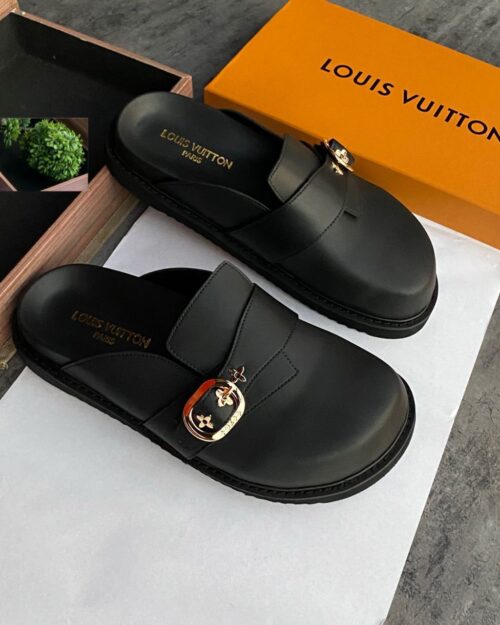 Louis Vuitton LV Cosy Flat Comfort Clog in Black Calf Leather
