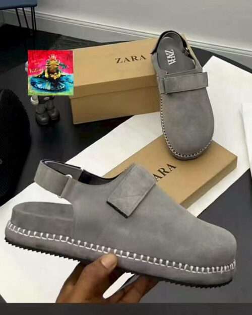 Zara Grey Suede Espadrille Mules