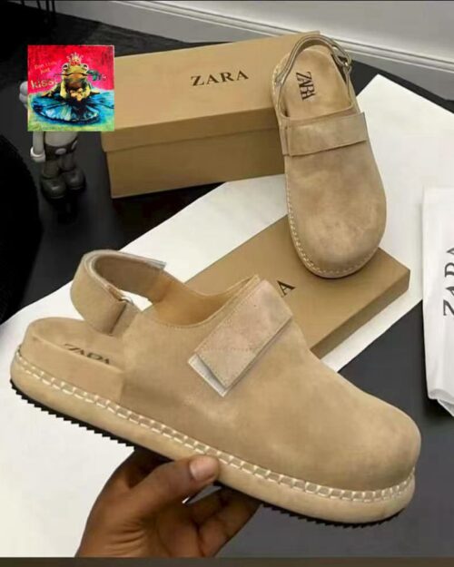 Zara Suede Platform Espadrille Clogs in Nude/Beige