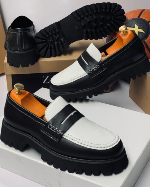 Zara Two-Tone Leather Chunky Loafers