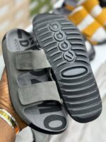 ECCO Men's Grey Suede Two-Strap Comfort Slides – Premium Footwear | Beeval Nigeria