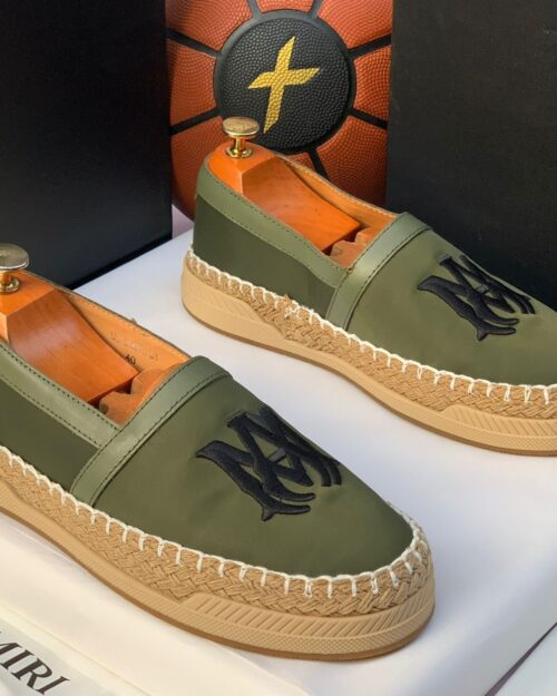 Amiri Classic Embroidered Espadrille in Military Green