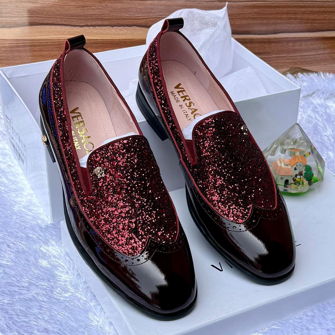 Burgundy Glitter Loafers Burgundy Glitter Loafers
