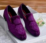 Dolce & Gabbana Purple Velvet Crown Loafers