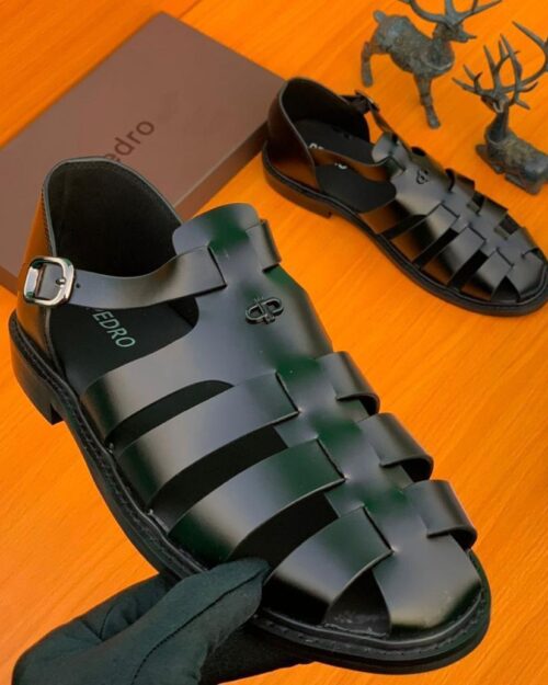 Pedro Black Caged Sandals