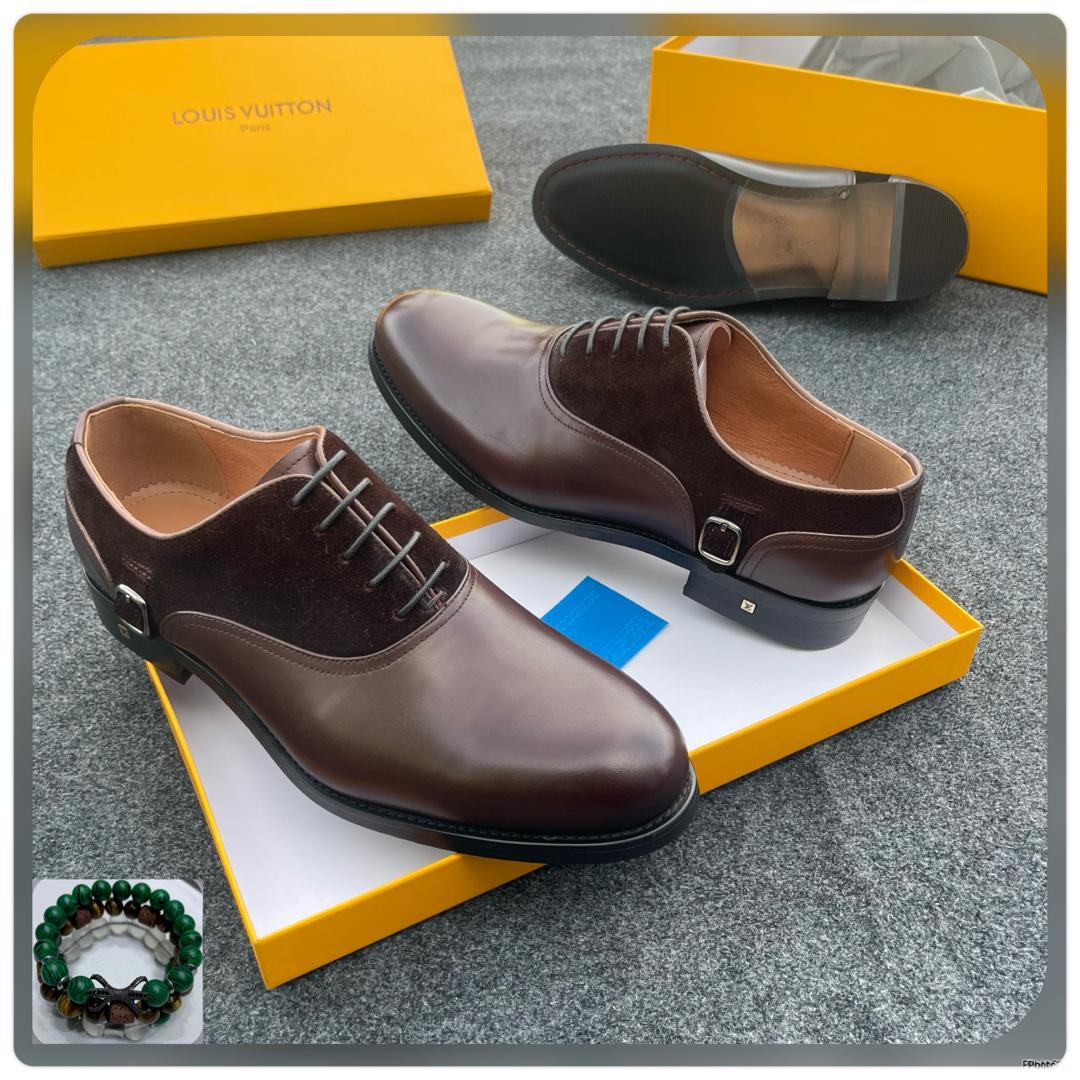 Brown Leather & Suede Formal Shoes Brown Leather & Suede Formal Shoes - Image 1